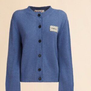 NEW Marni Blue cashmere cardigan with Marni patch